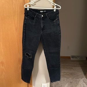 Womens Old Navy OG Straight black distressed jeans